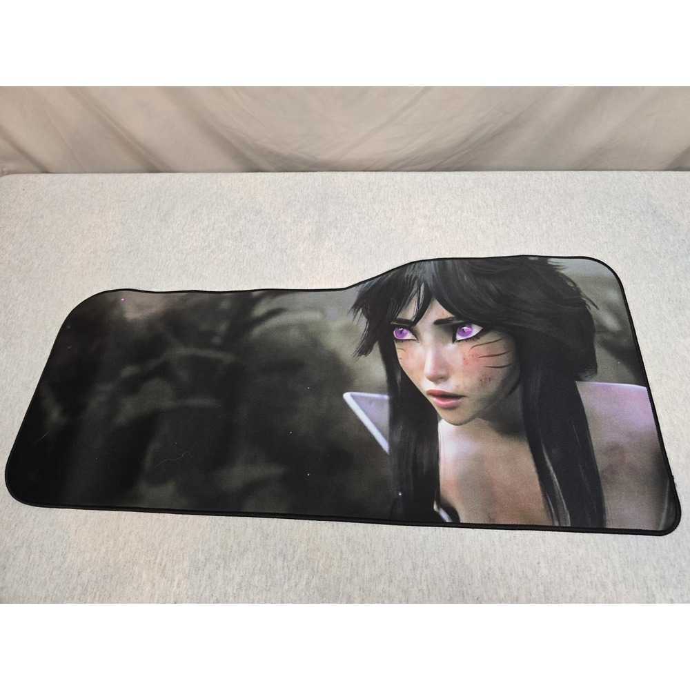 League of Legends Ahri Mouse Keyboard Gaming Mat Pad Black & Pink 28X12"